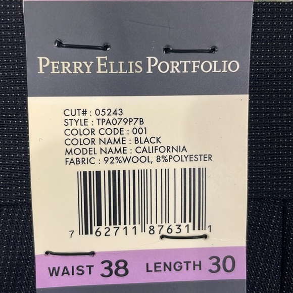 NWT Perry Ellis Portfolio Men’s Dress Suit Modern Silhouette Trimmer Fit Black - Picture 12 of 12